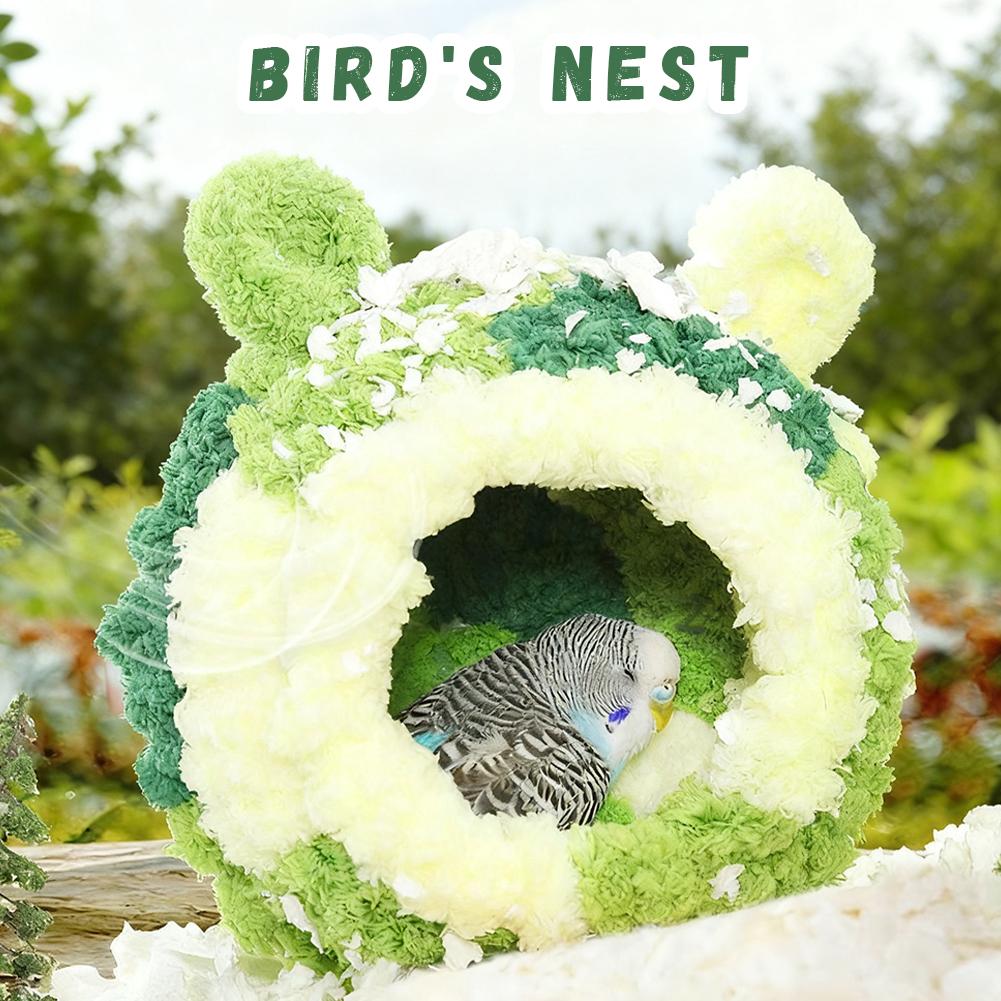 Warm & Cozy Parrot Bird Cage Nest House Soft Cotton Bed with Lovely Appearance Decorative Hut for Parakeet
