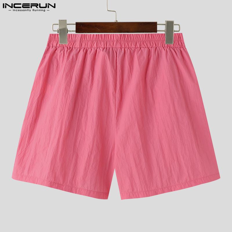 INCERUN Men Elastic Waist Zipper Split Shorts Sport Homewear Mini Pants
