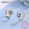 Princess Cut Square Natural Rainbow Mystic Quartz Solitaire 925 Sterling Silver Hoop Earring For Women Colorful Gemstone Jewelry