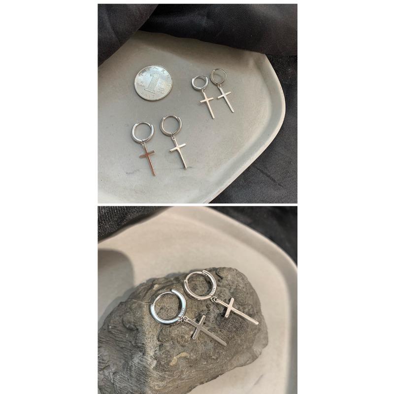 Hip Hop Punk Cross Stud Earrings Personality Trendy Jewelry For Men And Women