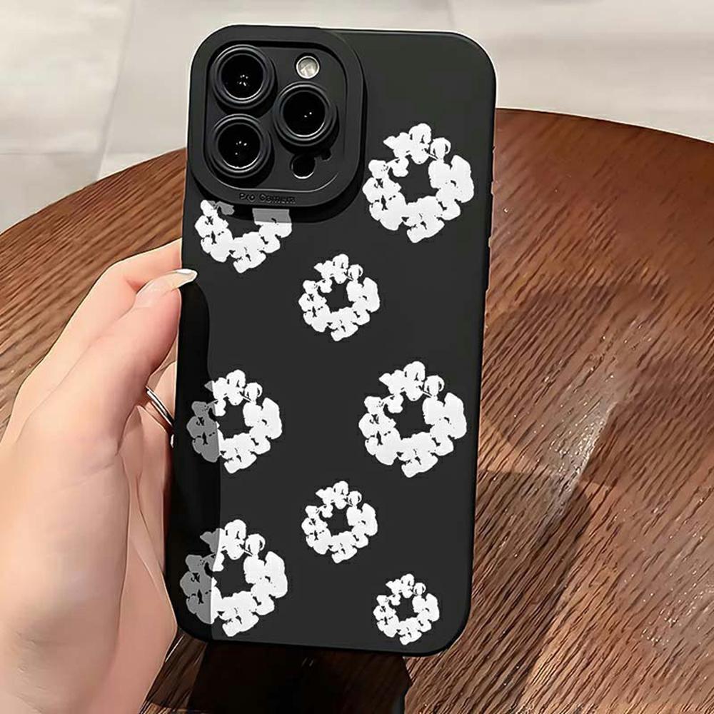 For iPhone 13 Pro Max Case White Floral Pattern TPU Phone Cover
