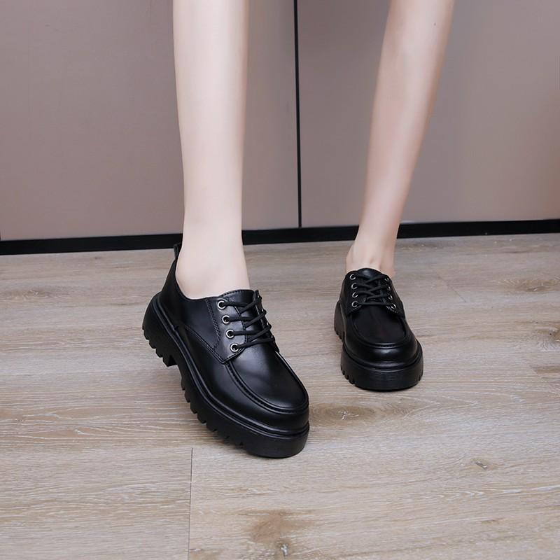 British women's fashion thick soled heightening not tired feet arch support comfortable soft shock absorption non-slip leisure sports leather shoes