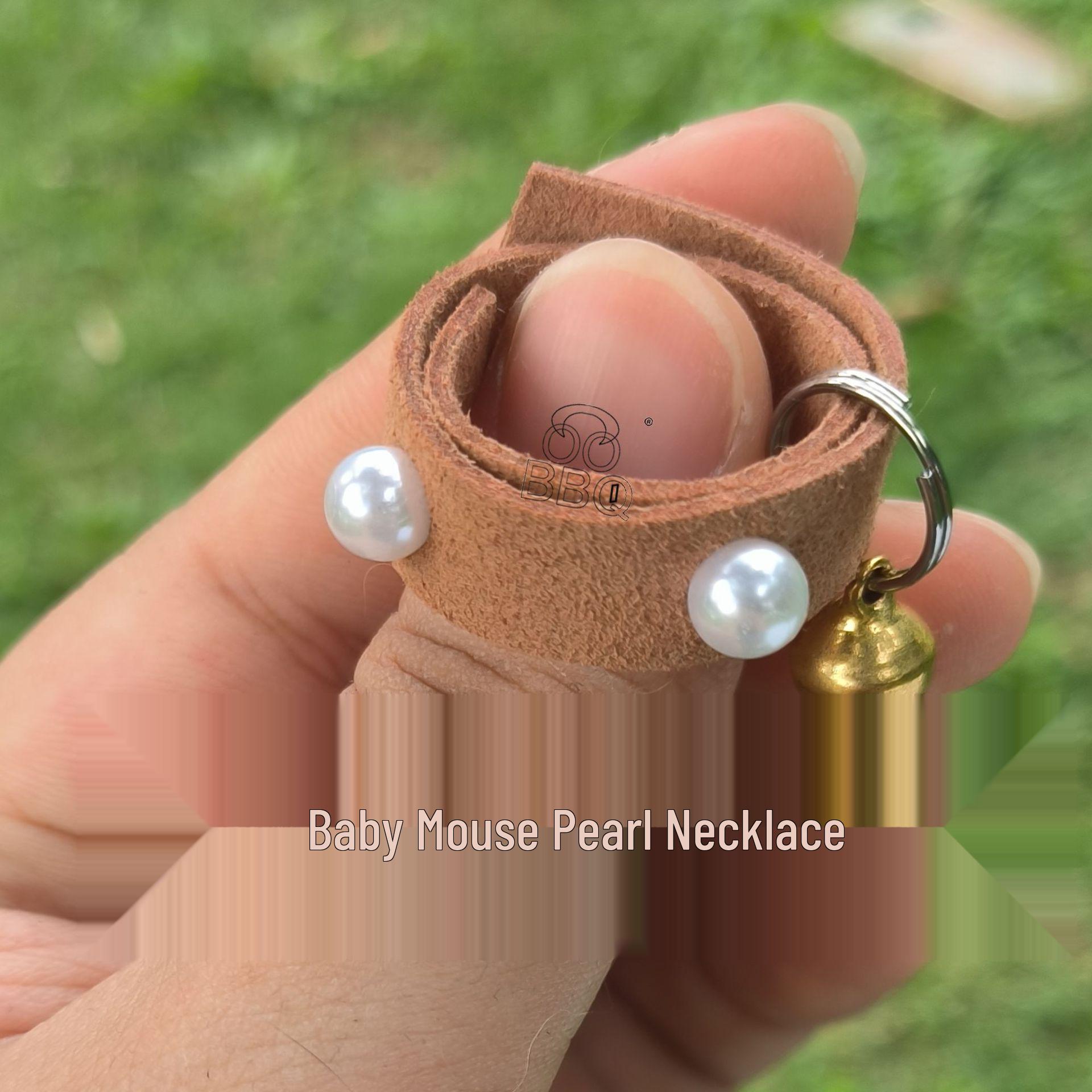 Adjustable Cute Squirrel Pearl Necklace with Bell for Small Pets No