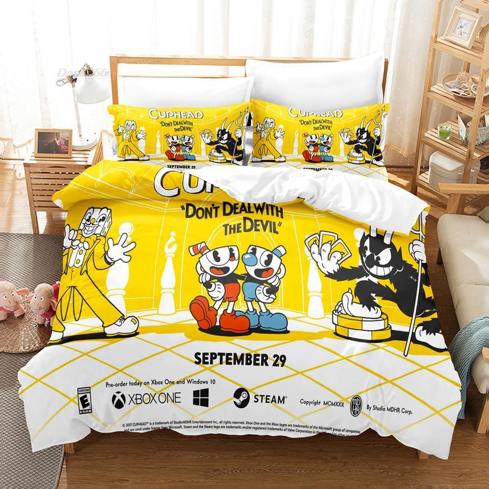 New 3D Print Anime The Cuphead Show Bedding Set Single Twin Full Queen King Size Bed Set Aldult Kid Bedroom Duvetcover Sets