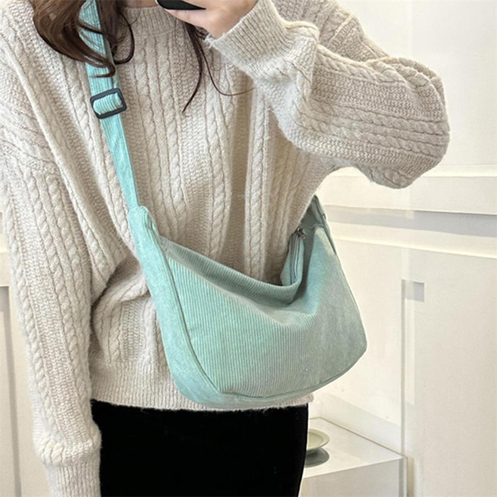 Corduroy Shoulder Bags Minimalist Crossbody Bag Women's Handbags Fashion Fabric Underarm Bag Solid Color Zipper Female Handbag