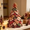 Patchwork Tree Crafting Supplies DIY Quilted Christmas Kit, 3D Fabric Craft Set for Project Beginners, Handmade Tabletop Holiday Decor with