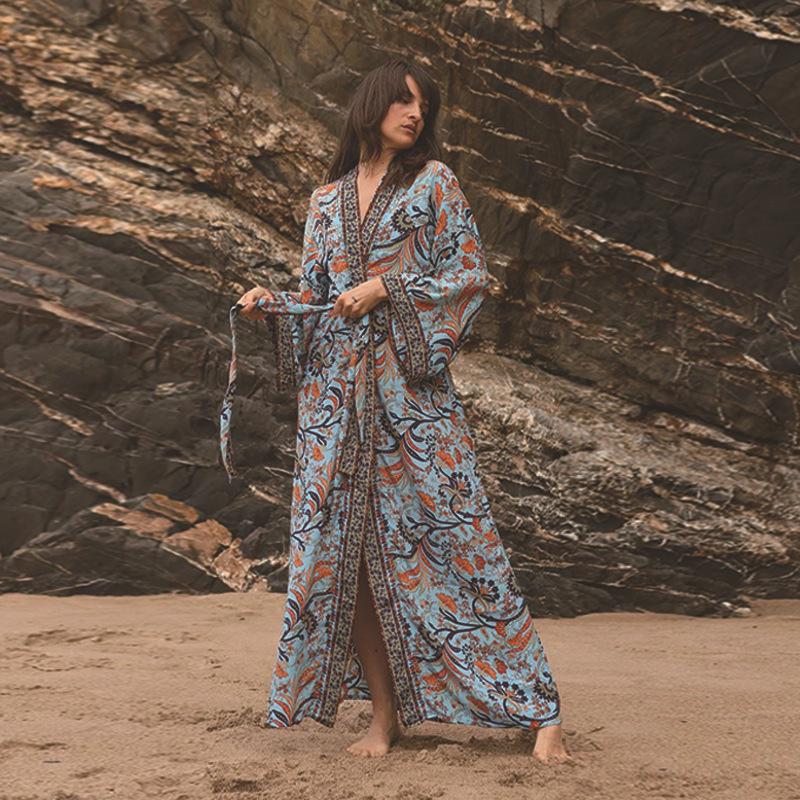 2025 Women's Rayon Print Sun Protection Holiday Cardigan & Beach Cover-up