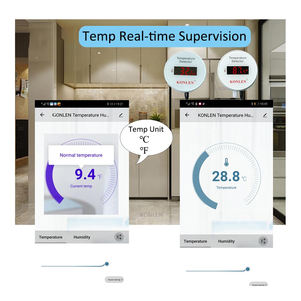 Tuya WiFi Temperature Sensor with External 9.8ft Probe Cable, Smart Life Digital Thermometer Detector for Freezer Water Tank Pool Home Greenhouse,