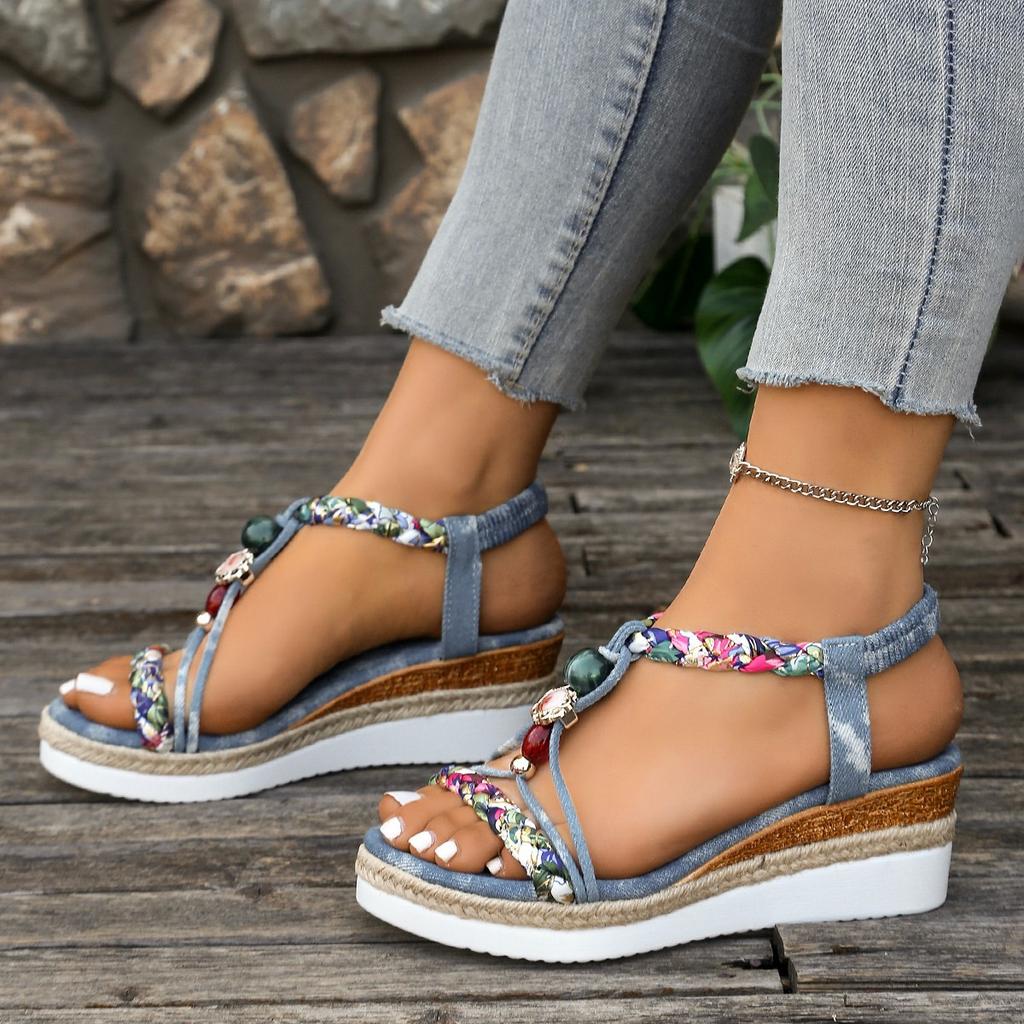 Summer New Women's Wedge Heel Open Toe Sandals Fashionable and Attractive Women's Sandals Comfortable Height Increasing Sandals