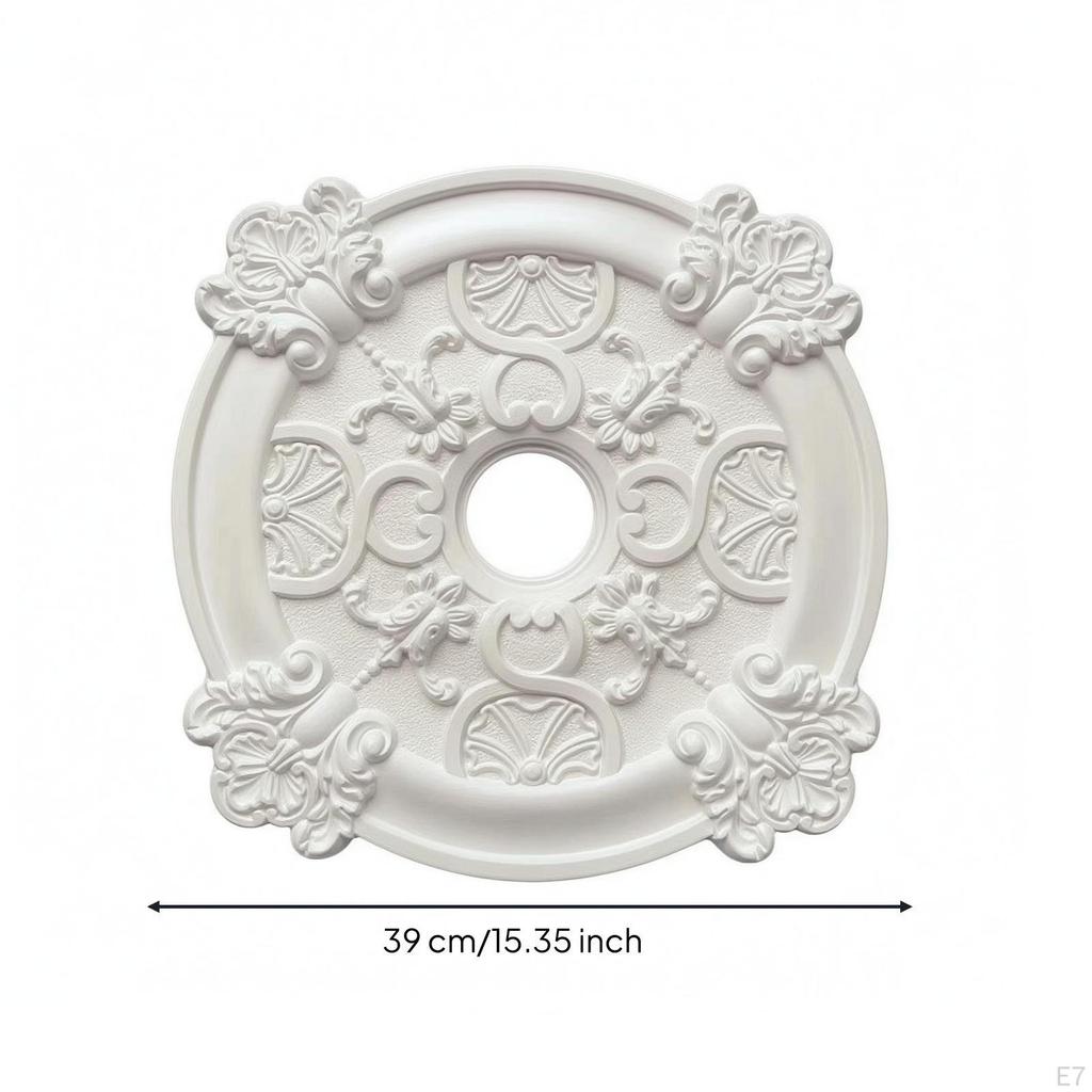 Ceiling Light Base Elegant Floral Raised Medallion Polyurethane Centerpiece for