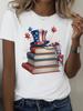 Patriotic Books with Top Hat Independence Day T-shirt