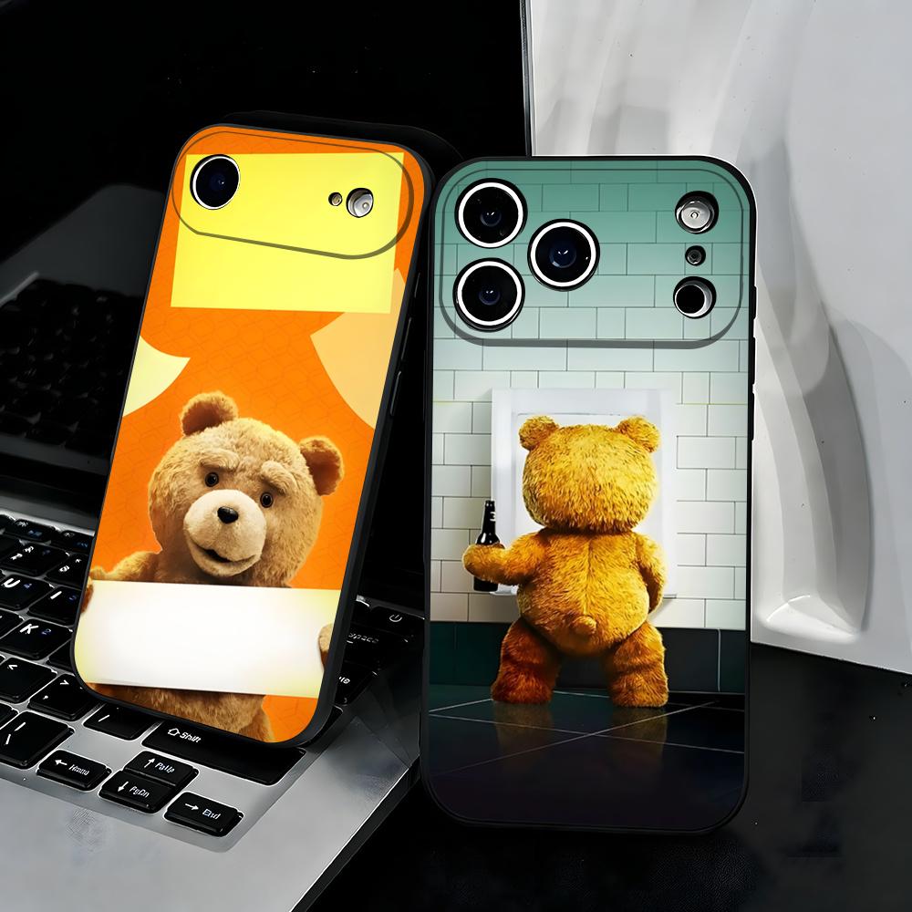 T-Ted B-Bear Phone Case For IPhone 17 Air 16 E Pro Max 15 14 13 Mini 12 Pro 11 Max Plus Black Soft Shell