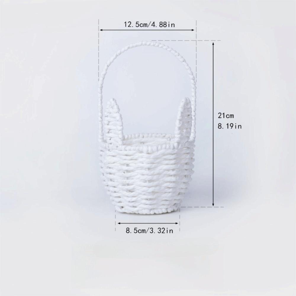 Cartoon Rabbit Ear Storage Basket Multifunctional with Handles Egg Gathering Ornaments Sundries Organizer Easter Festival Gift