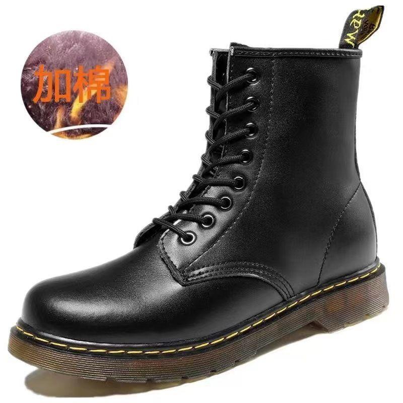 Autunno Inverno 2026 Stivali Martin in Pelle Modelli Coppia Uomo e Donna Velluto Caldi Suole Spesse Aumentano Altezza Tendenza Britannica Versatili