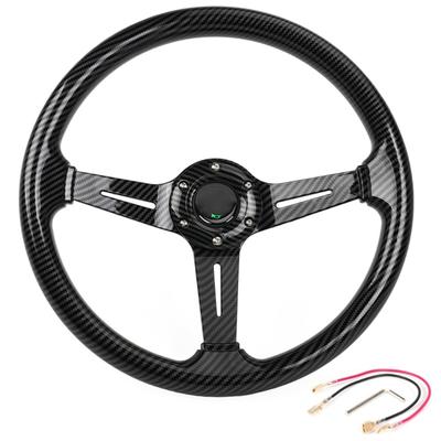 345mm Grip Racing Style 350mm ABS Steering Wheel 6 Bolt Design Lightweight Construction Universal Vehicle Compatibility