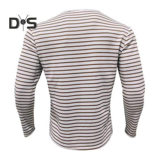 Fall Spring Men Top V Neck Striped Print Color Matching Long Sleeves Pullover Mid Length Casual Daily Wear Work Shirt