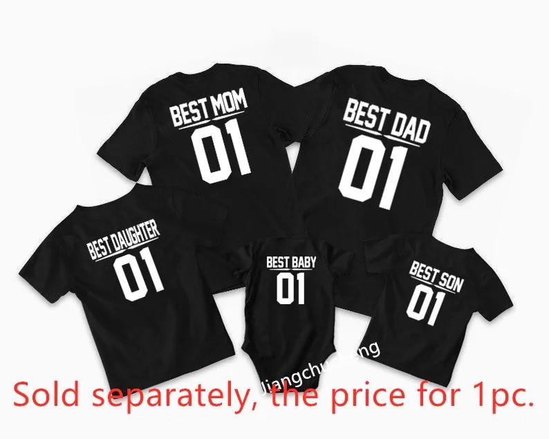 Women’s T-Shirts Family Matching T-shirts Best Dad Mom Daughter Son Baby 01 Matching Clothes Funny Family Look Father Mother Kids Party Tees Tops