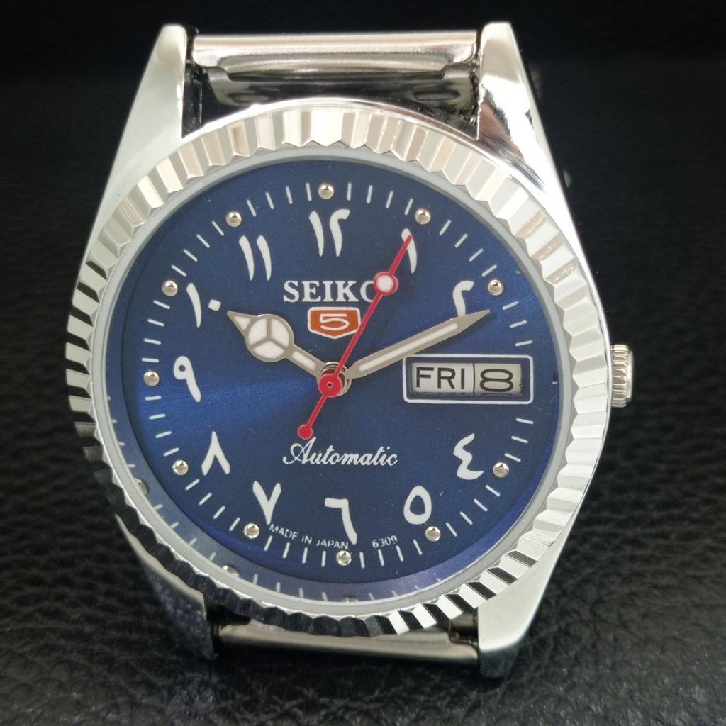 JAPAN VINTAGE REFURBISHED SEIKO 5 AUTOMATIC 6309A MENS BLUE DIAL WATCH A442484-1