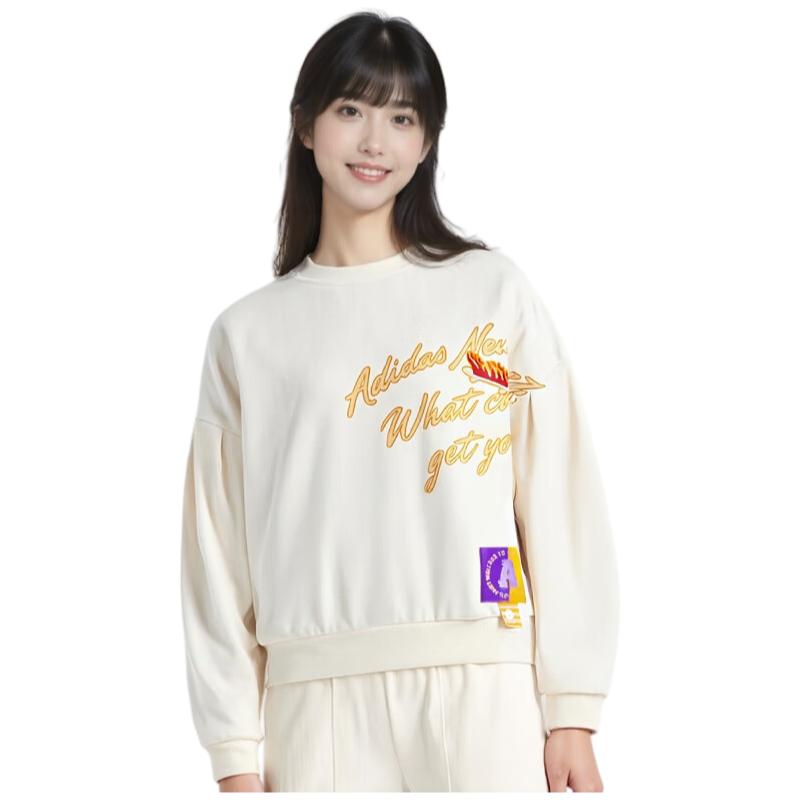 adidas Women's Crewneck Pullover Hoodie Purple Casual Sportswear