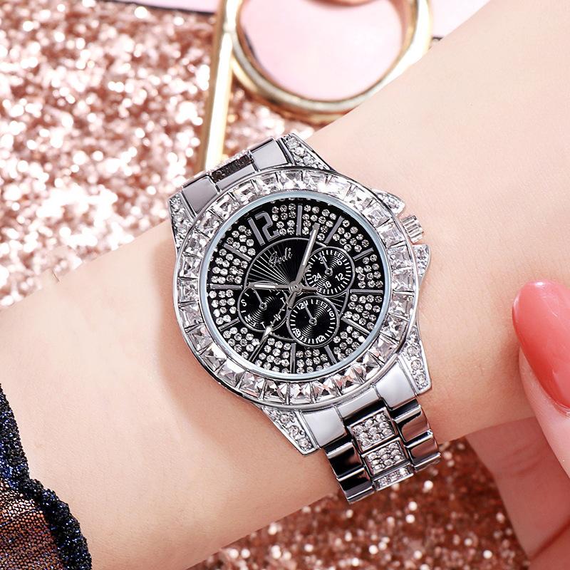 Orologio da Donna con Cinturino in Acciaio e Diamanti, Orologio da Donna con Diamanti, Orologio alla Moda, Orologio al Quarzo Impermeabile