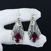 Dainty Kashmir Ruby Gemstone Earrings, 925 Sterling Silver Earring, Handmade Boho Silver Jewelry Dangle Earrings, Party Wear Gifts