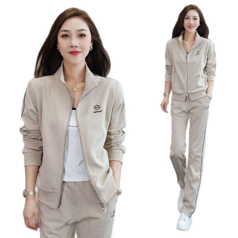 2025 New Korean Style Slimming Two-Piece Casual Sports Suit for Spring and Autumn