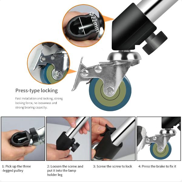 16-22mm Professional Universal Pro 3 Wheels Multi-function Photography Studio Heavy Lighting Century Photography Accessories