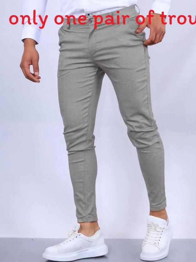 Mens Slim Fit Casual Pants With High Elastic Cotton Blend For Urban Streetwear