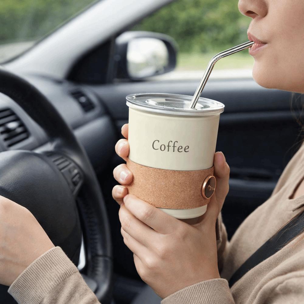 Leak-proof Portable Water Cup Heat-resistant Travel Coffee Mug Stainless Steel Coffee Cup  Garden