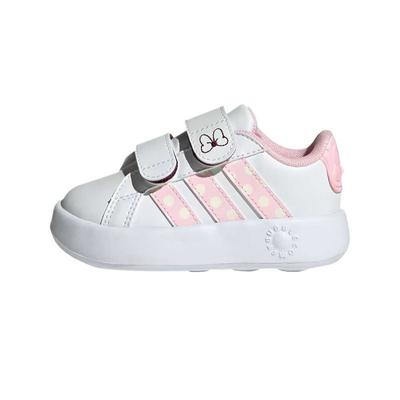 Disney x Grand Court I Minnie Mouse - Ružové bodkované detské tenisky Biela Oblakovo-biela Číro-ružová JR8130