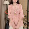 New Chinese style diagonal shirt women's new foreign style thin versatile summer top antique style