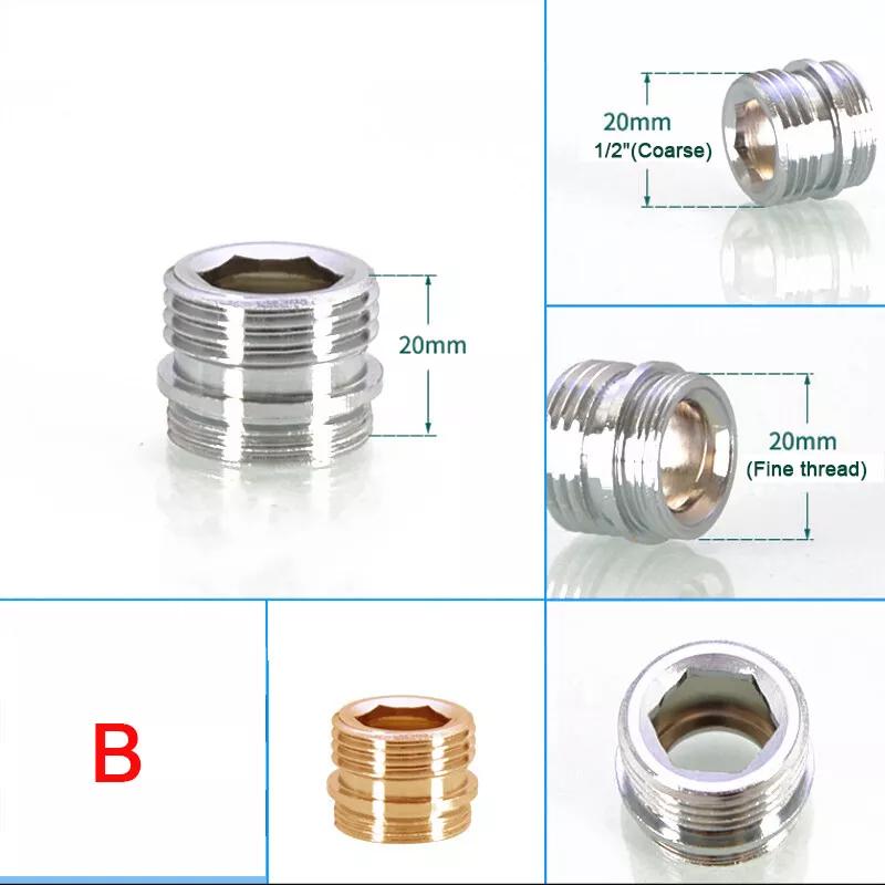 1~10Pcs 20/22/24mm  To 1/2" 3/4" Brass Faucet Aerator Adapter Connector Tap Fitting Connector  Male & Female  Fine/Coarse Tooth