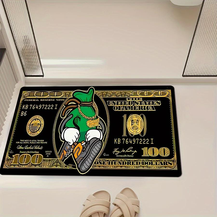 

$100 bill pattern non-slip crystal velvet cushion-machine washable, suitable for bathroom kitchen, living room decorative carpet 50x80cm