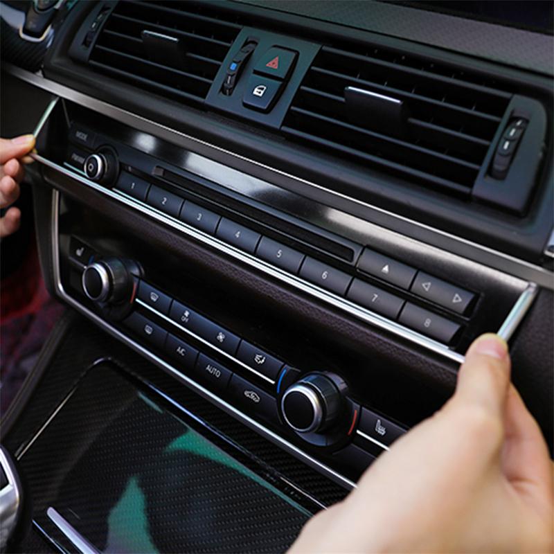 Car Styling Console Multimedia AC CD Panel Decoration Frame Cover Trim Strip Sticker For BMW 5 Series F10 Interior Accessories