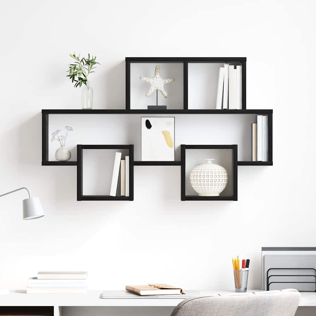 Wall Shelf Black Oak Look 82 x 15 x 51 cm Engineered Wood