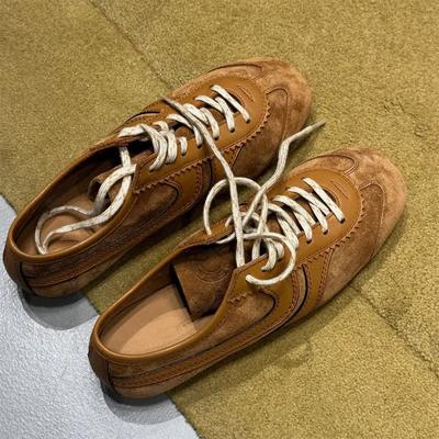 Oryginalne skórzane damskie buty sportowe sznurowane na jesień i zimę oraz aksamitne buty treningowe retro niemieckie