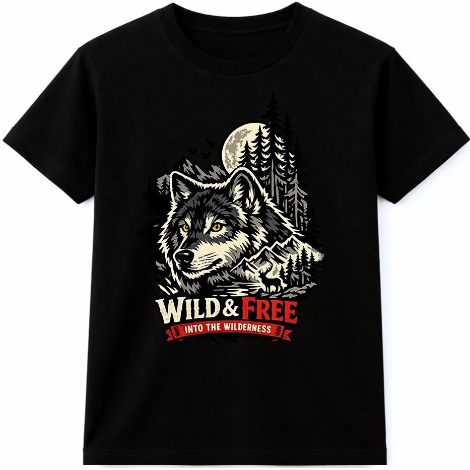 Wolf Wild Free T Shirt Moonest Spirit Animal Graphic Tee Casual Top XXXL