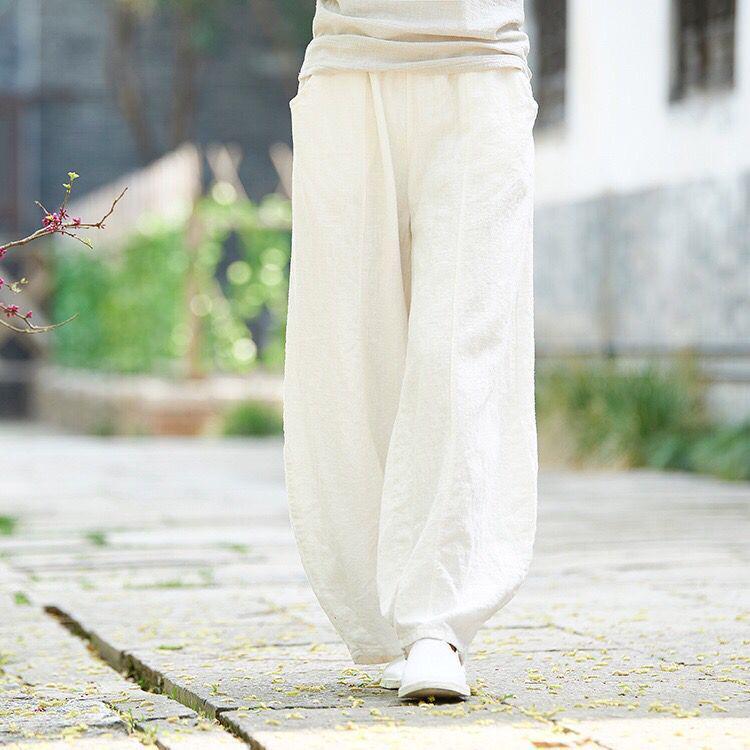 Pantaloni a Lanterna da Donna Taglie Forti in Cotone e Lino Stile Giapponese - Primavera/Autunno 2022