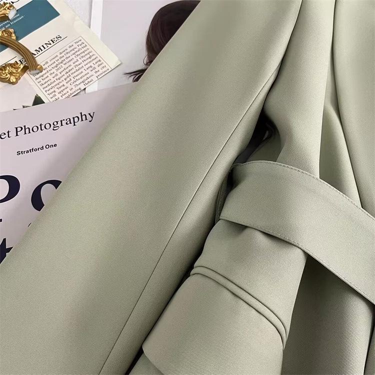 Women's Black Tie-Waist Slimming Suit Jacket - 2025 Spring/Autumn Korean Style Fashion.