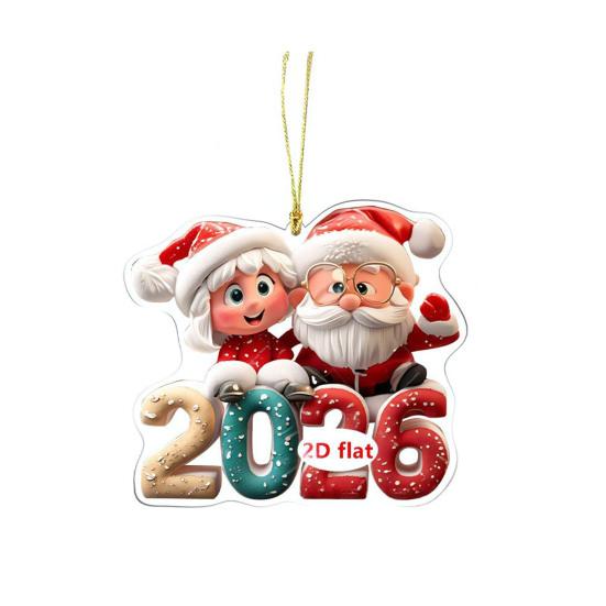 Christmas Ornament Cartoon Santa Claus Snowman Reindeer 2D Acrylic Christmas