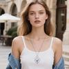 Pocket Watch Heart Roman Analog Display Silver Antique Diamond Pendant Necklace Sweater Chain - Birthday Anniversary Christmas Valentine's Day Gift
