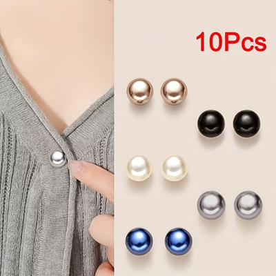 10-1 Bottoni a Pressione in Plastica con Perle Finte, Chiusure Regolabili Senza Cuciture, Bottoni Decorativi Rotondi Lucidi, Bottoni Resistenti per Artigianato