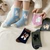1/5Pairs Kawaii Plush Dog Pattern Women Socks Funny Cartoon Puppy Mid Tube Socks Autumn Winter Casual Warm Hosiery