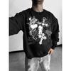 1pc Thorny Cross Dark Fashion Style Men'S Wide Round Neck Sweatshirt Top, Trendy Fashion Pullover Item, Smooth Fabric Soft Comfortable Breathable