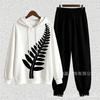 Spring/Autumn Soft Cotton Casual Set, Color-Blocking Floral Top, Solid Color Pants, Versatile Slimming Commuter Set