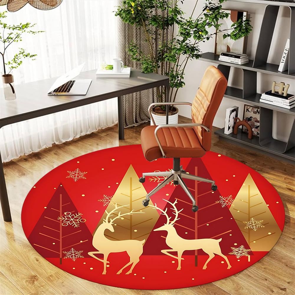 1pc Christmas, deer Round Chair mat Area Rug - Non-Slip, Floor Mat for Office, Bedroom, and Indoor Decor c1125374