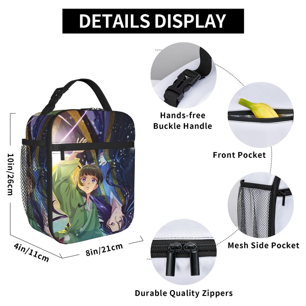 Maomao Jinshi Anime Sacs à déjeuner isothermes Portables Les Carnets de l'apothicaire Contenant à déjeuner Sac isotherme Sac fourre-tout Boîte à lunch Plage Pique-nique