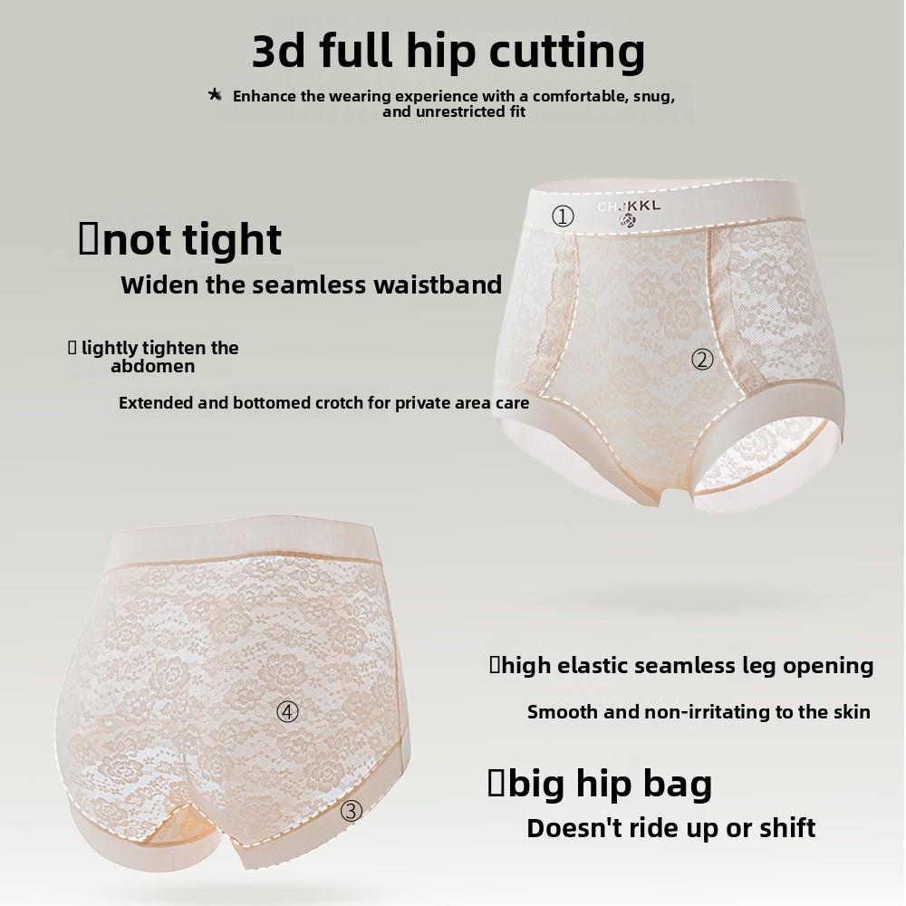 Big Size Female Summer Thin Sexy Lace Mulberry Silk Extension Crotch Without Mark in High Waist Triangle Briefs