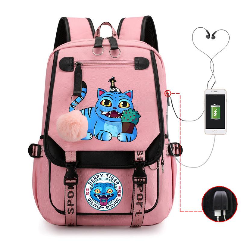 Demon Hunters Cartoon Printing Fashion Children's Backpack Lightweight Primary and Secondary School Student Campus School Bag Neutral