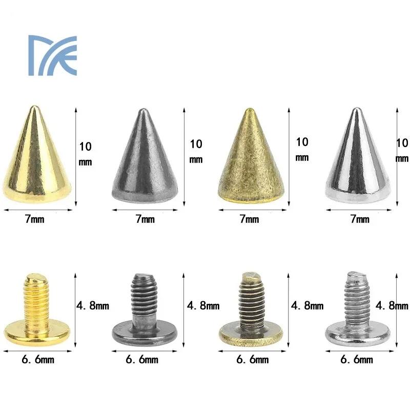 1 pc Screw Bottom Cone Nail | Gold and Silver Decorative Nail Suitable for Leather Handicrafts, Clothing, Shoes and Bags